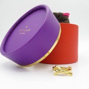 Kate Spade Gold Plated Skinny Mini Bow Ring - Size 6